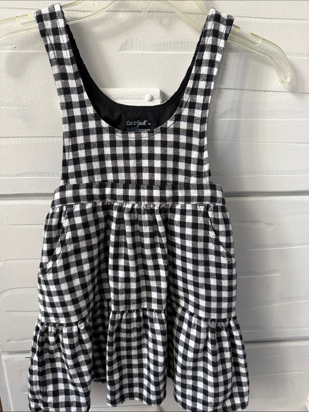 Cat & Jack Black and White Gingham Tiered Dress